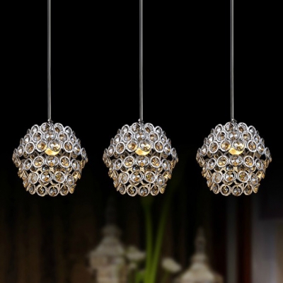 Bold Design and Crystal Beaded Shaded Multi-Light Pendant Light Shine with Elegant Crystals