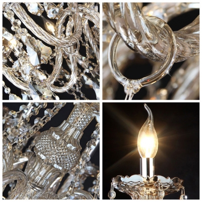 Chrome Finished Candle Lights Brown Crystal Traditional Chandelier Light