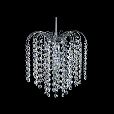 Chrome Modern 1-light Mini Chandelier with Waterfall Crystal Strands