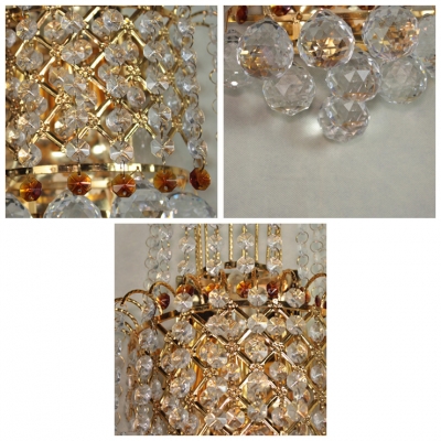 Contemporary Wall Light Fixture Embellished with Dazzling Clear Crystal Beads and Balls