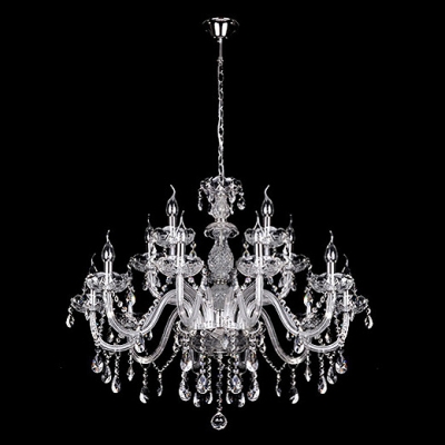 Crystal Drops Graceful Clear Glass Arms and Crystal Draping All Decorate Gorgeous Magnificent Chandelier