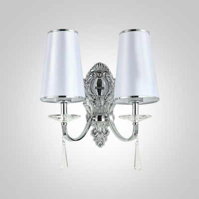 Delicate Back Plate and White Empire Fabric Shade with Black Edging Add Charm to Wall Sconce