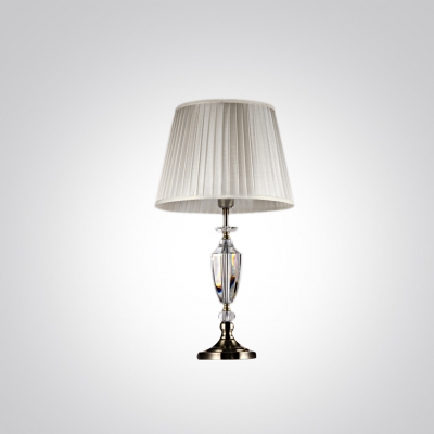 Delicate Pleated Beige Fabric Shade and Crystal Urn Center Formed Traditional Look Table Lamp