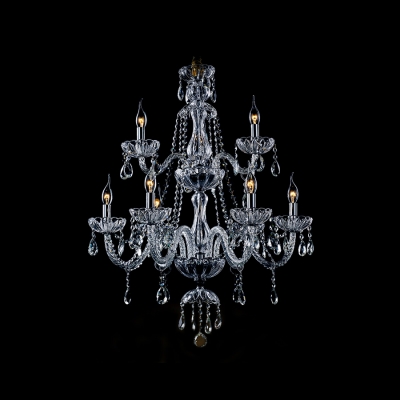 Double Tiered Glittering Clear Crystal 8-light Chic and Elegant Chandelier