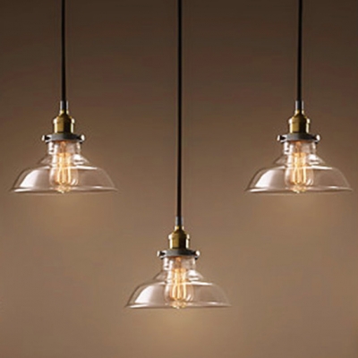 Industrial Bronze 5 Light LED Multi-Light Pendant With Clear Glass Shade