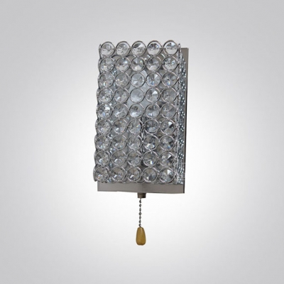 Encased Crystals Gleam Against Polished Chrome Backplate Makes Delightful Wall Sconce