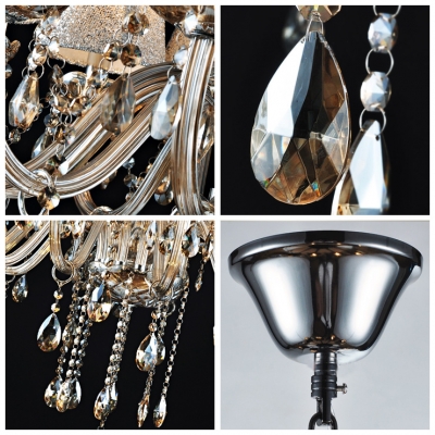 Glittering Clear Crystal Strands and Beads Cascades 6-Light Traditional Style Chandelier