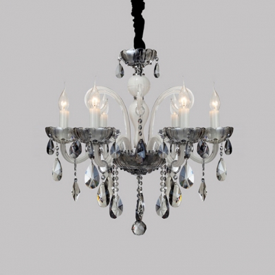 Graceful Crystal Scrolls and Charming Gray Crystal 6 Candle Lights Chandelier