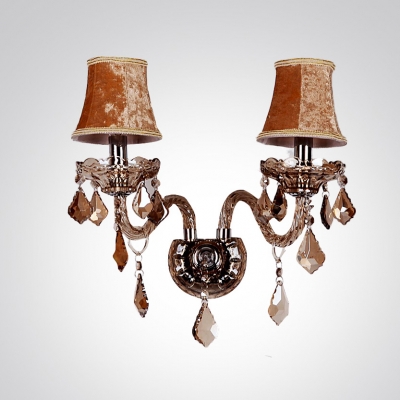Grand European Style Two Light Wall Sconce with Graceful Scrolling Arms