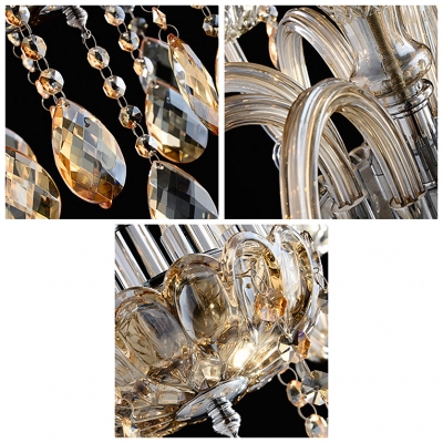 Hand-Formed Crystal Arms Warm Amber Crystal 3-Light Mini Chandelier