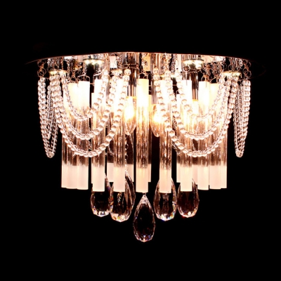 Hanging Clear Crystal Strands and Finely Hand Cut Crystal Droplets Splendid Flush Mount