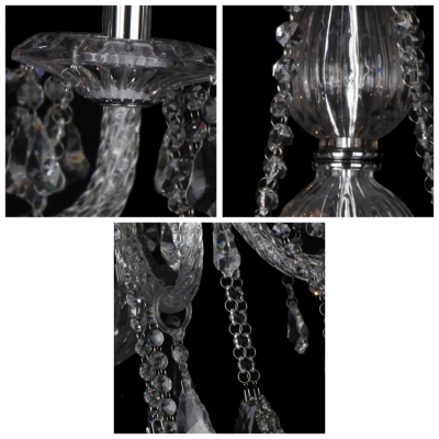 Luxurious Clear Crystal Pendaloques and Chains 8-Light 30.7