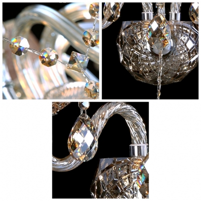 Luxury Double Light Crystal Wall Sconce Offers Decorative Sculpture and Graceful Curving Crystal Arms