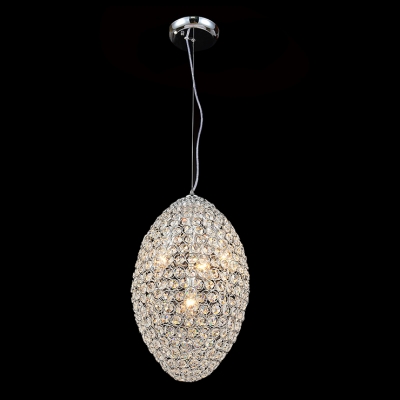 Oval Chrome Finished Magnificent and Bold Mini Crystal Pendant Light