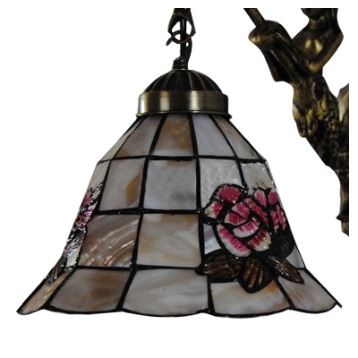 Rose-decorated Eight Inch Tiffany Bathroom Lighting with Mermaid-supported Base