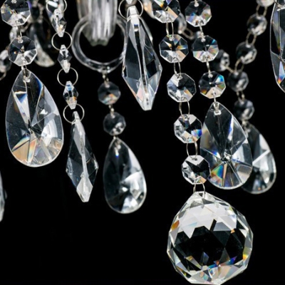 Shinning 6-Light Clear Crystal Chandelier Hanging Sparkling Crystal Beaded Strands