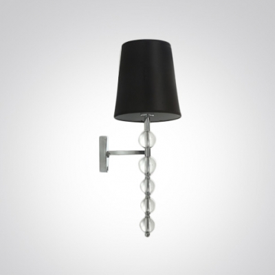 Sleek Sophisticated Wall Sconce Features Black Paper Shade and String of Crystal Balls