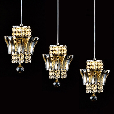 Sophisticated Multi-Light Pendant Features Dazzling Clear Crystal Beads and Delicate Square Base