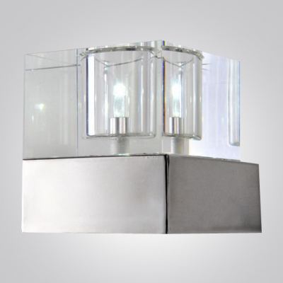 Spectacular Single Light Wall Sconce Features Stunning Clear Crystal Shade and Polished Steel Finish Base
