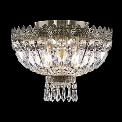 Strands of Glimmering Crystals and Polished Bronze Finish Creating Dazzling Display Graceful Ceiling Light