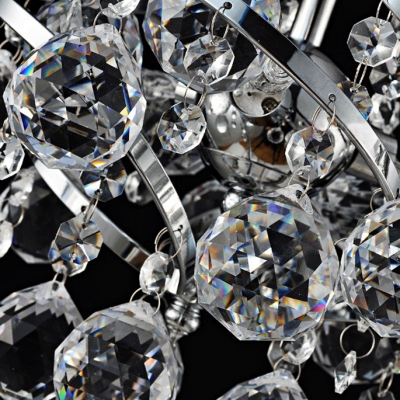 Swirled Chrome Finished Frame Hanging Stunning Crystal Balls 10.2