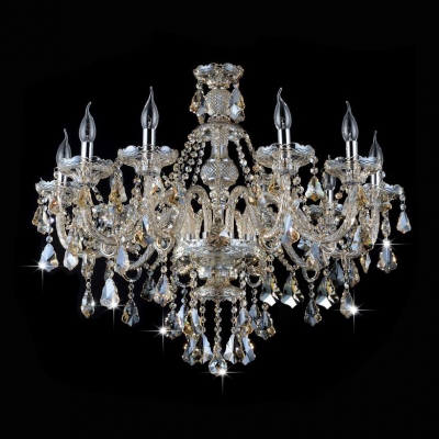 

Traditional 29.5" Wide/26.7" High 8-Light Champagne Large Crystal Chandelier