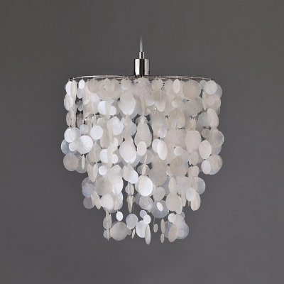 Beautiful White Capiz Shell and Polished Nickel Finish Add Charm to Modern Pendent Light