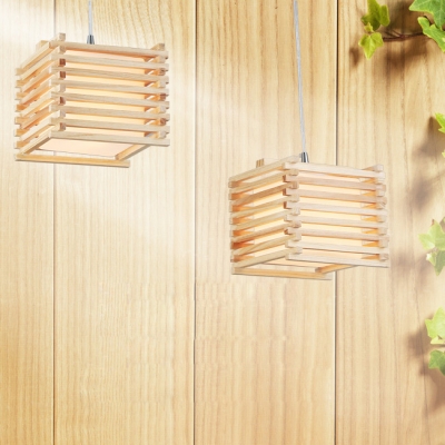 Brilliant Design Wood Cage and Cube Shaped Designer Multi-Light Pendant Light