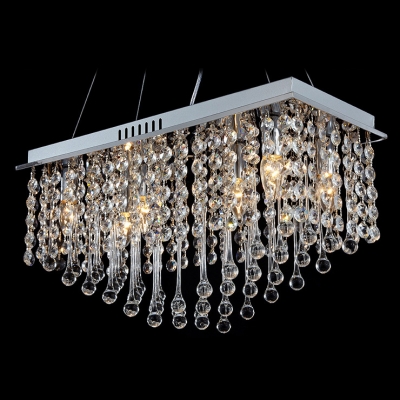 Clear Crystal and Polished Chrome Finish Combine yo Create Glittering Large Contemporary Chandelier Design