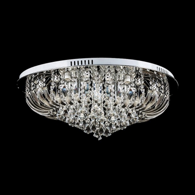 Curving Clear Crystal Prisms Floral Shaped Warm and Lavish Flush Mount