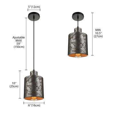 Cylinder Shade Nostalgic Industrial Warehouse Mini Pendant Light in 4.3”Wide
