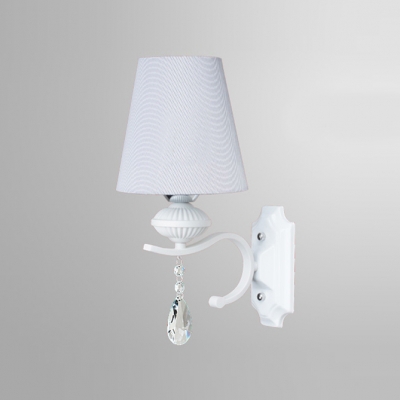 Elegant Shimmery Crystal Droplets and White Finish Add Charm to Stunning Single Light  Wall Sconce