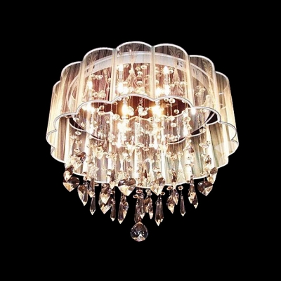 

Glamorous Flush Mount Ceiling Light Adorned with Beautiful Crystal Rainfall and Delicate Hand-forged Lampworking Shade, HL276818