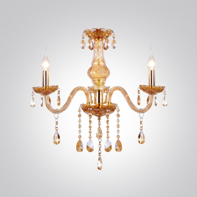 Gleaming Crystal Chandelier Featuring Three Lights and Luxury Gold Finish Illuminated in Exquisite style