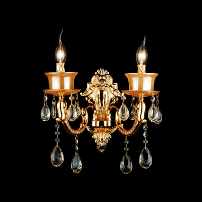 Gold Finish and Crystal Drops Add Glamour to Exquisite Candelabra Style Wall Sconce