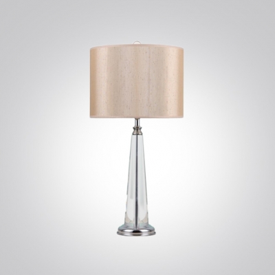Gorgeous Nude Fabric Shade Table Lamp Featuring Sparkling Crystal Covered Metal Base