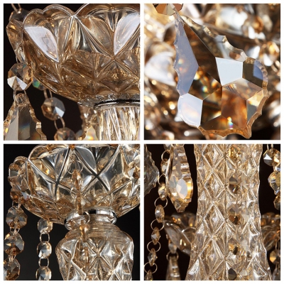 Luminous and Grand Hand-Formed Crystal Arms 8-Light Crystal Chandelier