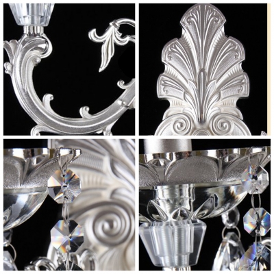 Opulent Candelabra Style Wall Sconce Featured Antique White Finish and Majestic Crystal Droplets