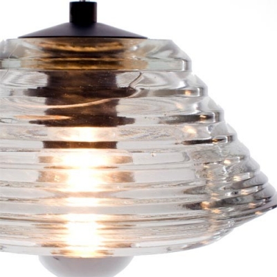 Pressed Glass Cylinder Shaded Designer Pendant Light In 8.8”Wide Clear And Bright