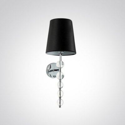 Sleek Sophisticated Wall Sconce Features Black Paper Shade and String of Crystal Balls