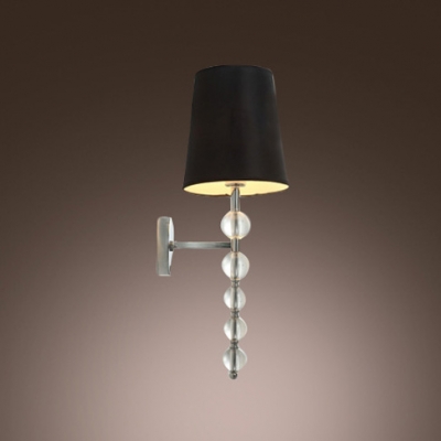 Sleek Sophisticated Wall Sconce Features Black Paper Shade and String of Crystal Balls