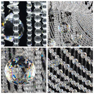 Spectacular Clear Crystal Strands Cascades and Crystal Balls Rainfall Gorgeous Flush Mount