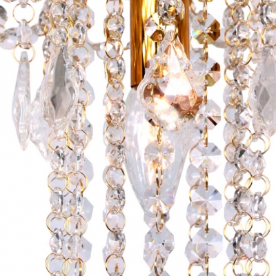 Splendid Semi Flush Mount Light Completed with Luxury Gold Finish and Strings of Crystal Beads