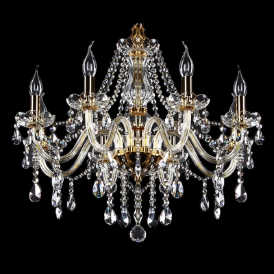 Unmatched Elegance 6-Light Gold Finished and Clear Crystal Bedroom Chandelier