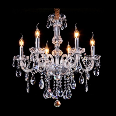 All Clear Crystal and Dizzying Crystal Droplets 6-Light Classic Chandelier Ceiling Light