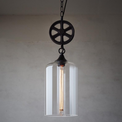 Axle Included Clear Glass Industrial Pendant Light
