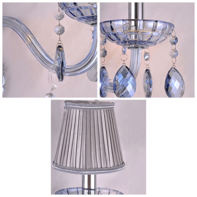 Beautiful Curving Scrolling Arms and Silver Fabric Shades Add Charm to Sophisticated Two Light Wall Sconce