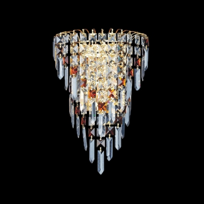 Beautiful Polished Gold Banding Offers Gleaming Finish for Chic Crystal Wall Sconce