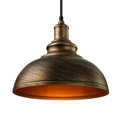 Industrial Pendant Light with Bronze Metal in Dome