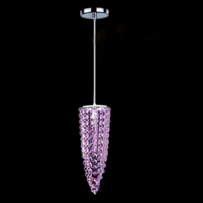 Brilliant Purple Crystals Paired with Chrome Finish Mini Pendant Offering Stylish Shine